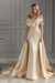 Champagne Vintage Wedding Dress With Train Satin Off The Shoulder Wedding Dress Pleated Mermaid Bridal Gowns - Wedding Dresses