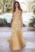 Champagne Wedding Dress With Train A Line Sleeveless Lace V Neck Bridal Gowns
