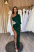 Charming Black Evening Dress with Long Sleeves, Hollowing Out, and Pleated Slit