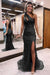 Charming Blue Sheer Straps Evening Dress with Slit, Appliques, and Beadings