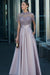 Charming Dark Green Satin Aline Evening Dress Short Sleeves with Beadings - Lavender