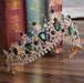 Charming Jewelry Princess Rhinestone Tiaras | Bridelily - Gold Green - tiaras