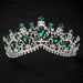 Charming Jewelry Princess Rhinestone Tiaras | Bridelily - Silver Green - tiaras
