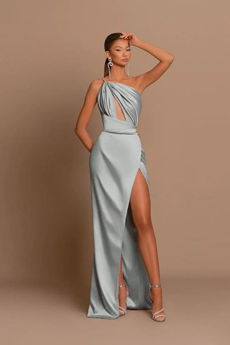 Charming Mauve Ball Gown One Shoulder Spaghetti Straps Skeleton with Slit