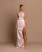 Charming Mauve Ball Gown One Shoulder Spaghetti Straps Skeleton with Slit