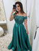 Charming Off Shoulder Burgundy/Green/Blue Lace Long Prom Dresses, Burgundy/Green/Blue Lace Graduation Dresses, Formal Dresses