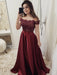 Charming Off Shoulder Burgundy/Green/Blue Lace Long Prom Dresses, Burgundy/Green/Blue Lace Graduation Dresses, Formal Dresses