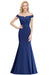 Charming Off-the-Shoulder Tulle Lace Appliques Mermaid Evening Gowns - Royal Blue / US 2 - Prom Dresses