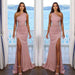 Charming Pink One-Shoulder Pleated Prom Dress with Split