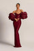Charming Purple Strapless Mermaid Long Prom Dress With Appliques Puff Sleeves