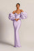 Charming Purple Strapless Mermaid Long Prom Dress With Appliques Puff Sleeves