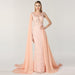 Charming Red Lace Printed A-Line Long Prom Dress with Trail