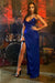 Charming Royal Blue Sweetheart Pleated Slit Evening Dress