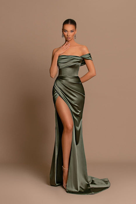 Charming Sage Green Sleeveless Ball Gown Evening Dress