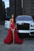 Charming Sleeveless Beadings Red Prom Dress Sequined with High Slit - Prom Dresses
