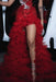 Charming Sleeveless Beadings Red Prom Dress Sequined with High Slit - Prom Dresses