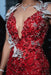 Charming Sleeveless Beadings Red Prom Dress Sequined with High Slit - Prom Dresses