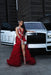 Charming Sleeveless Beadings Red Prom Dress Sequined with High Slit - Prom Dresses