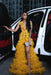 Yellow Charming Sleeveless Beadings Red Prom Dress Sequined with High Slit - Prom Dresses
