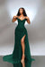 Strapless Sleeveless Long Mermaid Split Prom Dress With Pleated