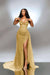 Strapless Sleeveless Long Mermaid Split Prom Dress With Pleated