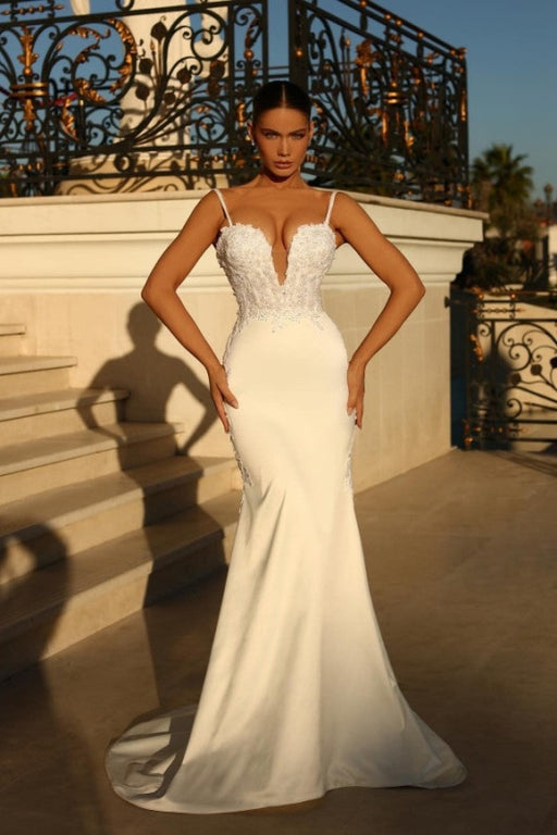 Charming Spaghetti Straps Mermaid Floor Length Wedding Dress - wedding dress