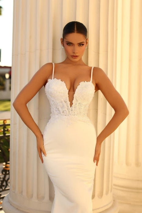 Charming Spaghetti Straps Mermaid Floor Length Wedding Dress - wedding dress