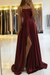 Charming Spaghetti Straps Satin Evening Dress with Side Slit Burgundy