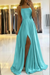 Charming Spaghetti Straps Satin Evening Dress with Side Slit Pool