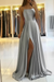Charming Spaghetti Straps Satin Evening Dress with Side Slit Silver
