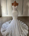 Charming Strapless Mermaid Lace Wedding Dress with Appliques