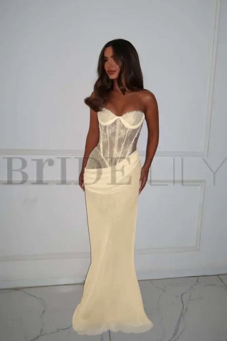 Charming Sweetheart Lace Mermaid Prom Dress Sleeveless - Champagne