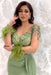 Charming V neck Beadings Satin Evening Dress Long Sleeves Side Split Party Dress with Feather