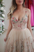 Cheap V Neck Straps Floral Prom Sleeveless Long Formal Dresses - Prom Dresses
