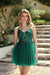 Chic A-Line Tulle Short Party Dresses with Straps V-neck Beadings Formal Dress - Dark Green - Prom Dresses