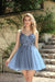 Chic A-Line Tulle Short Party Dresses with Straps V-neck Beadings Formal Dress - Dusty Blue - Prom Dresses