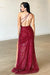 Chic and Elegant Burgundy Mermaid Evening Gown with One Shoulder and Daring Split - Style PD00917