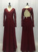 Chic Best Attractive Burgundy Sleeve V-neck Backless Lace Top Chiffon Long Bridesmaid Prom Dress - Prom Dresses