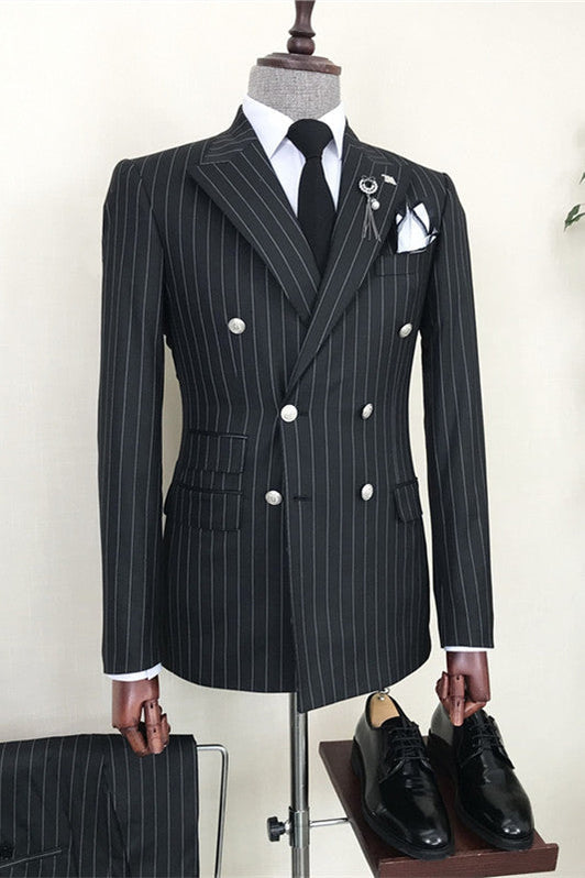 Single Breasted 2 Button Peak Lapel Cheap Priced Business Suits Clearance Sale Black main image 1