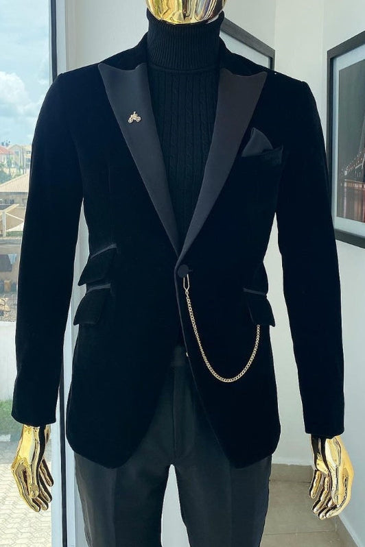 Gentle One Button Prom Attire for Guys - White Mixed Black with Peaked Lapel