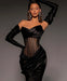 Chic Black Strapless Slimming Long Mermaid Prom Dress with Gloves