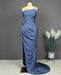 Chic Blue Charmeuse Prom Dress with Sleeveless Design and High Side Slit