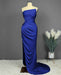 Chic Blue Charmeuse Prom Dress with Sleeveless Design and High Side Slit