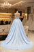 Chic Blue Lace Evening Dress Long A-Line Prom Gown