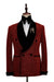 Steve Chic Burgundy Sequins Double Breasted Wedding Suits With Black Velvet Lapel