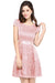 Chic Crew Neck Lace Mini Party Dress with Sash Short Formal Dress - Pearl Pink / US 2 - Prom Dresses