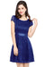 Chic Crew Neck Lace Mini Party Dress with Sash Short Formal Dress - Royal Blue / US 2 - Prom Dresses
