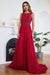 Chic Crew Neck Tulle Lace Aline Evening Dress Sleeveles Beading Party Wear Dress - Red / US 2 - Prom Dresses