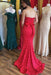 Chic Graceful Best Elegant Sweetheart Mermaid Red Lace Long Prom with Sash Bridesmaid Dress - Prom Dresses