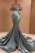 Chic Ruffle Satin Prom Dress Mermaid Off-the-Shoulder Beadings Long Party Gown